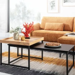 CASAVANTI Couchtisch 2er Set Schwarz/ Eiche