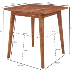 CASAVANTI Esstisch 80 x 80 x 78 cm braun