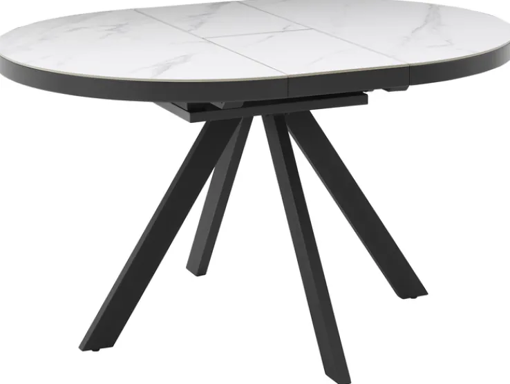 CASAVANTI Esstisch LINUS 100(130) x 100 cm Keramik weiß/anthrazit