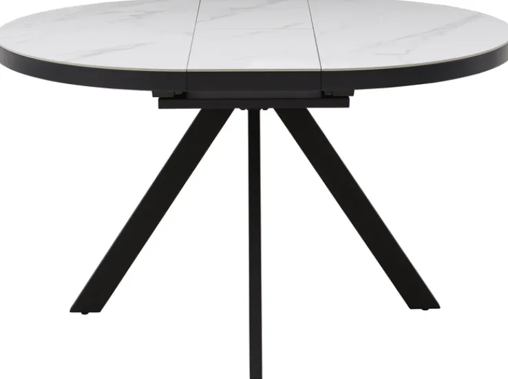 CASAVANTI Esstisch LINUS 100(130) x 100 cm Keramik weiß/anthrazit