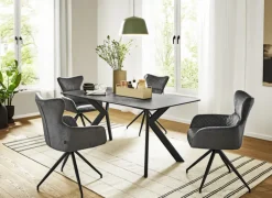 CASAVANTI Esstisch TAIGA 160 x 90 cm Glaskeramik grau/schwarz
