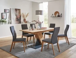 CASAVANTI Esszimmerstuhl MANELLO 2er Set grau / Eiche massiv naturfarben