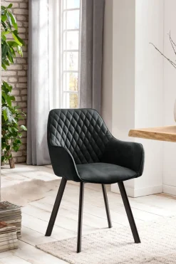 CASAVANTI Esszimmerstuhl 2er Set Mikrofaser anthrazit