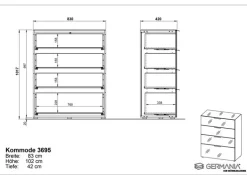 CASAVANTI Kommode OAKLAND 83 x 102 cm Glas Weiß/Weiß