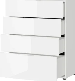 CASAVANTI Kommode OAKLAND 83 x 102 cm Glas Weiß/Weiß