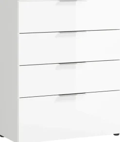 CASAVANTI Kommode OAKLAND 83 x 102 cm Glas Weiß/Weiß