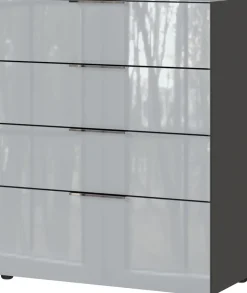 CASAVANTI Kommode OAKLAND 83 x 102 cm Glas Graphit/Silbergrau