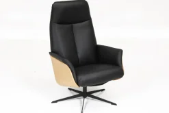 CASAVANTI Ledersessel mit Hocker SOLEDA 2-teilig schwarz /Eiche