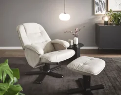 CASAVANTI Sessel mit Hocker 2-teilig hellgrau