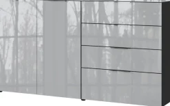 CASAVANTI Sideboard OAKLAND 184 x 102 cm Glas Graphit/Silbergrau