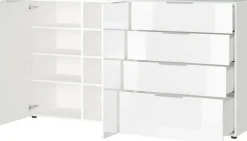 CASAVANTI Sideboard OAKLAND 184 x 102 cm Glas Weiß/Weiß