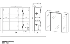 CASAVANTI Spiegelschrank CARA 76 x 71 x 23 cm weiß