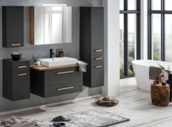 CASAVANTI Spiegelschrank 80 x 71-75 x 16 cm Glas grau