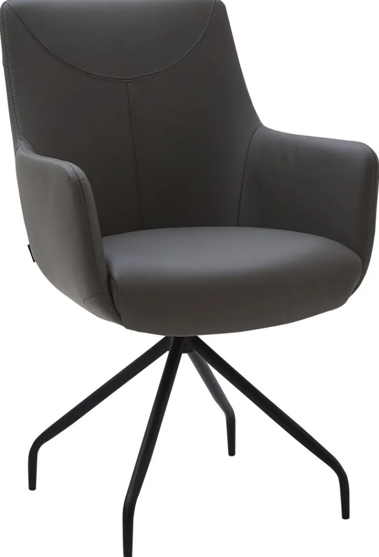 CASAVANTI Stuhl LEON Leder grau/schwarz