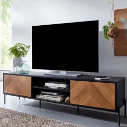 CASAVANTI TV-Lowboard 163 x 45 cm Schwarz/ Eiche
