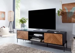 CASAVANTI TV-Lowboard 163 x 45 cm Schwarz/ Eiche