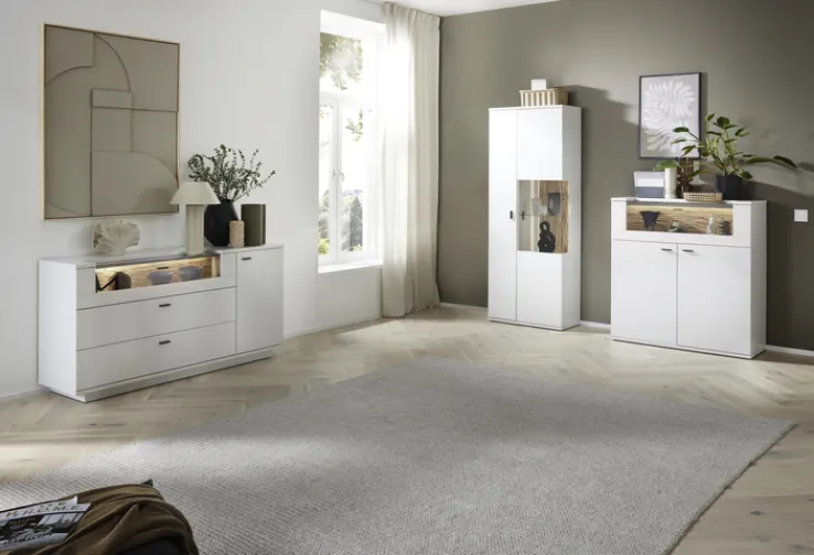 CASAVANTI Vitrine 2-türig LISSABON modern white 75 x 199 cm