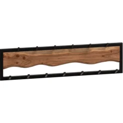 CASAVANTI Wandgarderobe Akazie Massivholz/Metall 80x20x8 cm schwarz/braun