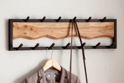 CASAVANTI Wandgarderobe Akazie Massivholz/Metall 80x20x8 cm schwarz/braun