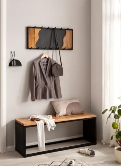 CASAVANTI Wandgarderobe 80x36x6 cm Massivholz Mango/Steinoptik