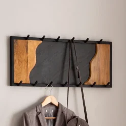 CASAVANTI Wandgarderobe 80x36x6 cm Massivholz Mango/Steinoptik