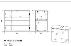 CASAVANTI Waschbeckenunterschrank CARA weiß/braun