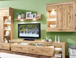 CASAVANTI Wohnwand BRUNI Alteiche/Lamelle Weiß geölt ca. 307 x 201 x 51 cm