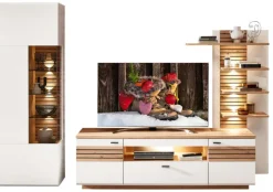 CASAVANTI Wohnwand FRESNO 3-teilig weiß / braun