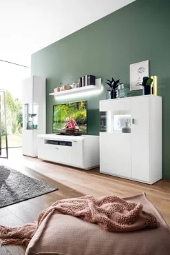 CASAVANTI Wohnwand I AMORA 4-teilig weiß /anthrazit 3D