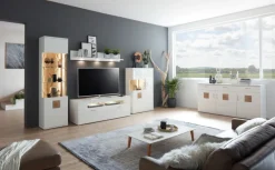 CASAVANTI Wohnwand TOPEKA 4-teilig weiß/ braun