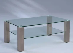 QUARTIER Couchtisch KEVIN 105x65 cm Metall Edelstahl gebürstet