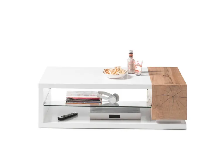 QUARTIER Couchtisch SILVO 120 x 36 x 60 cm Weiß matt lackiert