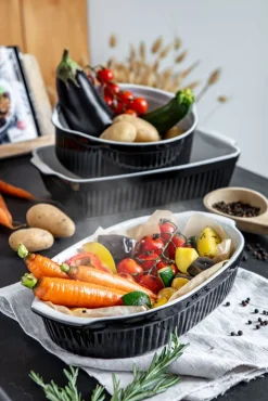 CreaTable Auflaufform oval CLASSIC BLACK & WHITE schwarz