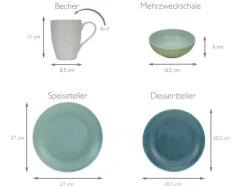 CreaTable Kombiservice NATURE COLLECTION REACTIVA AQUA 16-teilig