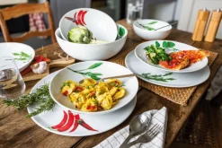 CreaTable Pastabowl KRÄUTER ROSMARIN 6er Set weiß