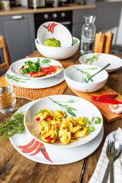 CreaTable Pastabowl KRÄUTER CHILLI 6er Set weiß