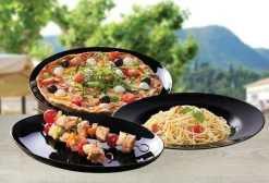 CreaTable Pizzateller ITALIEN PARTY 33 cm Glas schwarz