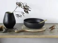 CreaTable Salatschüssel UNO SCHWARZ Steinzeug glasiert rund 28 cm Schwarz