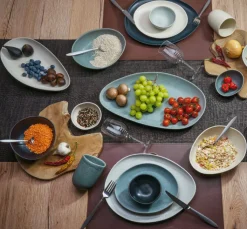 CreaTable Teller flach PIETRA Keramik graphitgrau