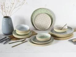 CreaTable Teller-Set UNO EMILIANA MIX Steinzeug 12-tlg. rund Mehrfarbig