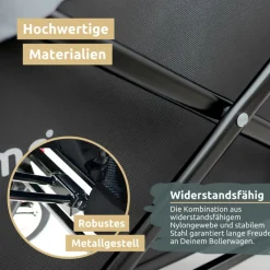 deluxe4home Bollerwagen mit Dach BENJI 56 x 128 cm schwarz /grau