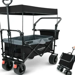deluxe4home Bollerwagen mit Dach BEN 66 x 126 cm schwarz /grau