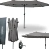 deluxe4home Doppelsonnenschirm DOUBLE 450 x 260 cm anthrazit