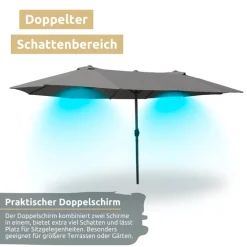 deluxe4home Doppelsonnenschirm DOUBLE 450 x 260 cm anthrazit