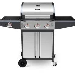 deluxe4home Gasgrill GRILLWAGEN XXL 131 x 54 cm silberfarbig /schwarz