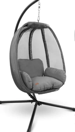 deluxe4home Hängesessel mit Gestell MODERN 3-tlg schwarz /anthrazit