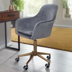 Drehstuhl hellgrau/ goldfarbig