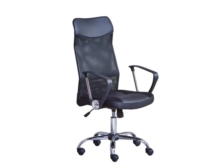 Drehstuhl PASCAL schwarz/chromfarbig 59 x 111-121x 61 cm