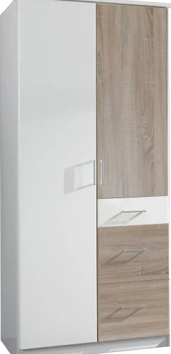 QUARTIER Drehtürenschrank CLICK weiß/ braun