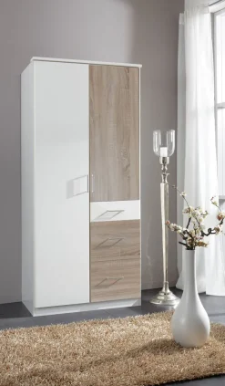 QUARTIER Drehtürenschrank CLICK weiß/ braun